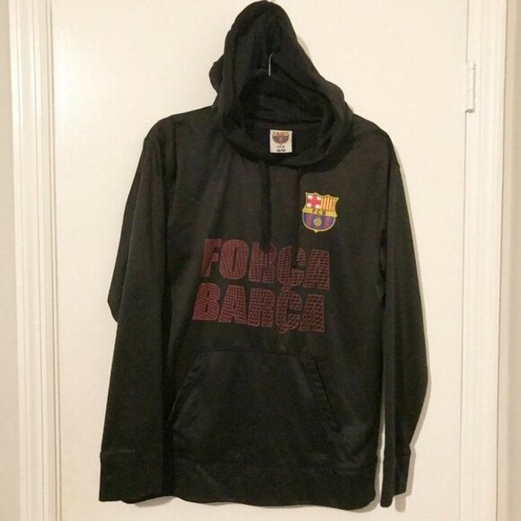 FCB Barcelona Black Sweatshirt Hoodie Sweater Men’s Medium Soccer - Picture 1 of 9
